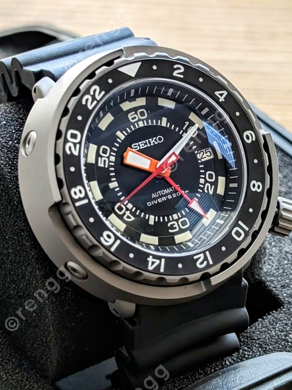 Titanium Tuna Canned 47mm GMT Seiko Diver's Automatic Diver Mod Watch in Black